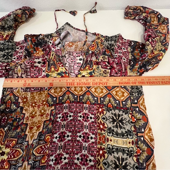 Anthropologie Kachel Multicolor Ambrosia Peasant Blouse Top Silk Blend Size 4 - Picture 9 of 10